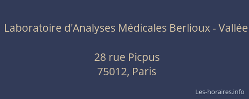Laboratoire d'Analyses Médicales Berlioux - Vallée