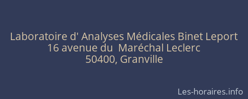 Laboratoire d' Analyses Médicales Binet Leport