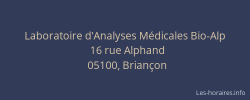 Laboratoire d'Analyses Médicales Bio-Alp