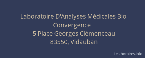 Laboratoire D'Analyses Médicales Bio Convergence