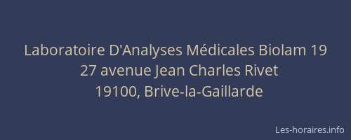 Laboratoire D'Analyses Médicales Biolam 19