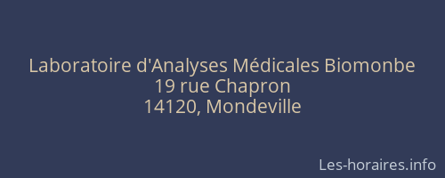 Laboratoire d'Analyses Médicales Biomonbe