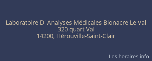 Laboratoire D' Analyses Médicales Bionacre Le Val