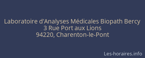 Laboratoire d'Analyses Médicales Biopath Bercy