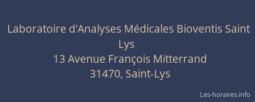 Laboratoire d'Analyses Médicales Bioventis Saint Lys
