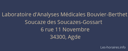 Laboratoire d'Analyses Médicales Bouvier-Berthet Soucaze des Soucazes-Gossart
