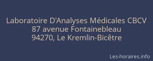 Laboratoire D'Analyses Médicales CBCV