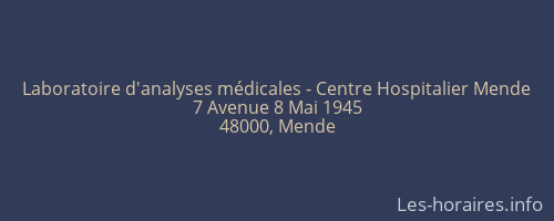 Laboratoire d'analyses médicales - Centre Hospitalier Mende