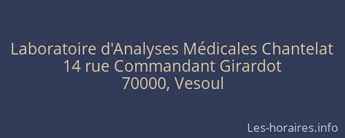 Laboratoire d'Analyses Médicales Chantelat