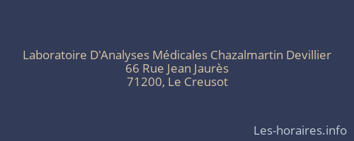 Laboratoire D'Analyses Médicales Chazalmartin Devillier