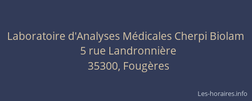 Laboratoire d'Analyses Médicales Cherpi Biolam