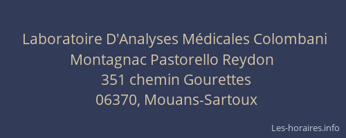 Laboratoire D'Analyses Médicales Colombani Montagnac Pastorello Reydon
