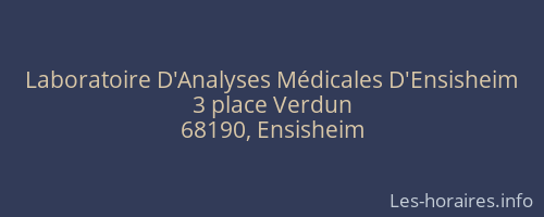 Laboratoire D'Analyses Médicales D'Ensisheim