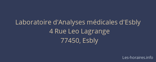 Laboratoire d'Analyses médicales d'Esbly