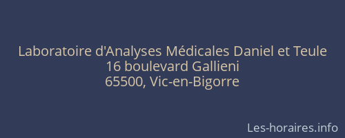 Laboratoire d'Analyses Médicales Daniel et Teule