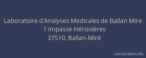 Laboratoire d'Analyses Medicales de Ballan Mire
