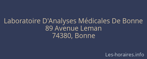 Laboratoire D'Analyses Médicales De Bonne