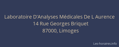 Laboratoire D'Analyses Médicales De L Aurence