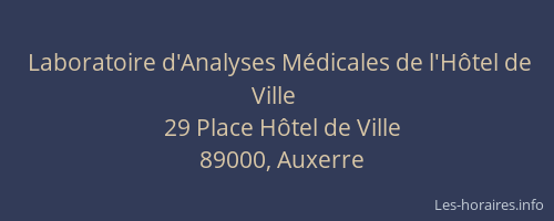 Laboratoire d'Analyses Médicales de l'Hôtel de Ville