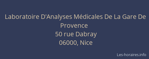 Laboratoire D'Analyses Médicales De La Gare De Provence