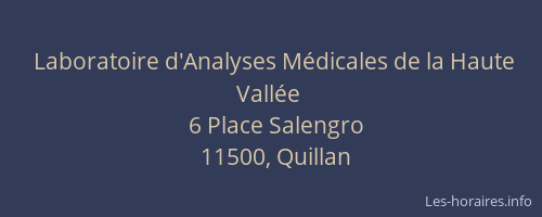 Laboratoire d'Analyses Médicales de la Haute Vallée