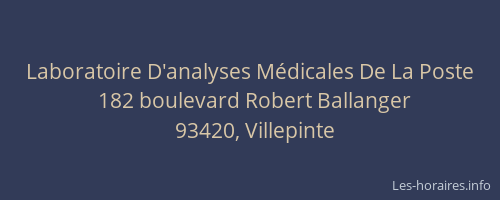 Laboratoire D'analyses Médicales De La Poste
