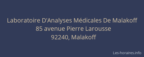 Laboratoire D'Analyses Médicales De Malakoff