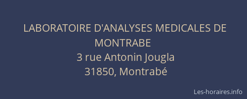 LABORATOIRE D'ANALYSES MEDICALES DE MONTRABE