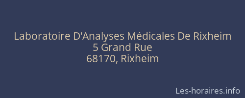 Laboratoire D'Analyses Médicales De Rixheim