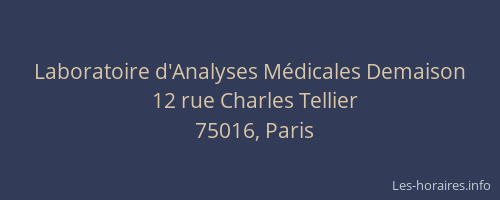 Laboratoire d'Analyses Médicales Demaison
