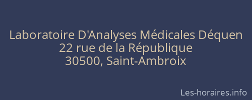 Laboratoire D'Analyses Médicales Déquen