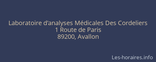 Laboratoire d'analyses Médicales Des Cordeliers