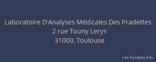 Laboratoire D'Analyses Médicales Des Pradettes