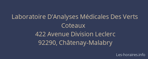 Laboratoire D'Analyses Médicales Des Verts Coteaux