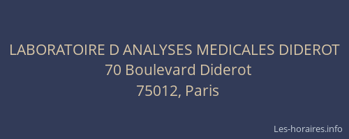 LABORATOIRE D ANALYSES MEDICALES DIDEROT