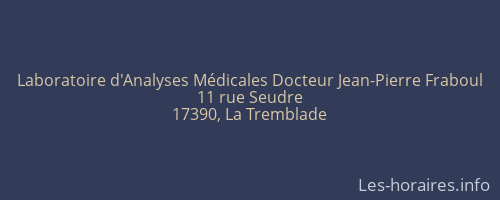 Laboratoire d'Analyses Médicales Docteur Jean-Pierre Fraboul