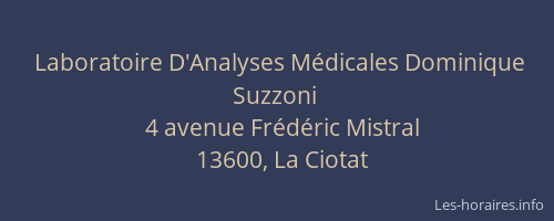 Laboratoire D'Analyses Médicales Dominique Suzzoni