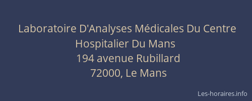 Laboratoire D'Analyses Médicales Du Centre Hospitalier Du Mans