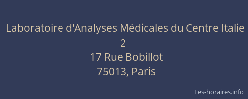 Laboratoire d'Analyses Médicales du Centre Italie 2