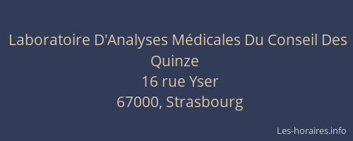 Laboratoire D'Analyses Médicales Du Conseil Des Quinze