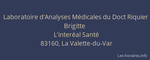 Laboratoire d'Analyses Médicales du Doct Riquier Brigitte