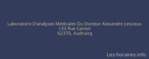 Laboratoire D'analyses Médicales Du Docteur Alexandre Lescieux