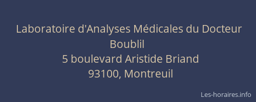 Laboratoire d'Analyses Médicales du Docteur Boublil