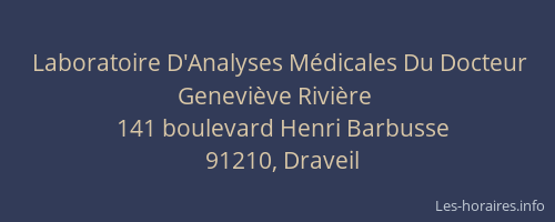 Laboratoire D'Analyses Médicales Du Docteur Geneviève Rivière