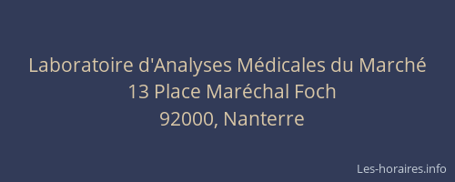 Laboratoire d'Analyses Médicales du Marché