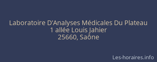 Laboratoire D'Analyses Médicales Du Plateau