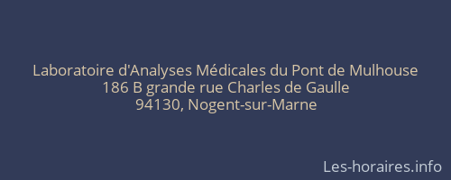 Laboratoire d'Analyses Médicales du Pont de Mulhouse