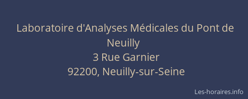 Laboratoire d'Analyses Médicales du Pont de Neuilly
