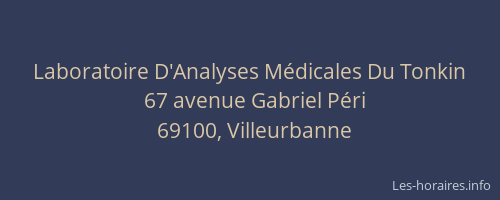 Laboratoire D'Analyses Médicales Du Tonkin