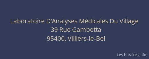 Laboratoire D'Analyses Médicales Du Village